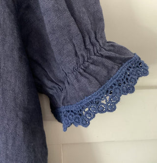 Fearne Linen Blouse with SHORT Sleeves - Baby Blue, Coral, Cornflower Blue, Navy Blue, Off White, Pale Pink, Stone