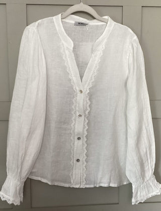 Fearne Blouse with LONG sleeves - Baby Blue, Coral, Cornflower Blue, Navy Blue, Off White, Pale Pink, Stone