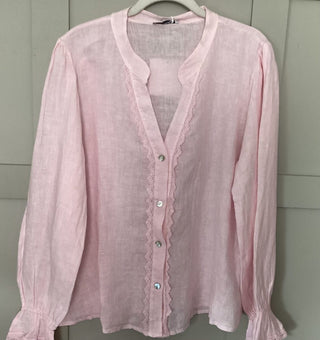 Fearne Blouse with LONG sleeves - Baby Blue, Coral, Cornflower Blue, Navy Blue, Off White, Pale Pink, Stone