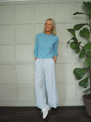 Minx Striped Wide Leg Linen Trousers - 6 Colours