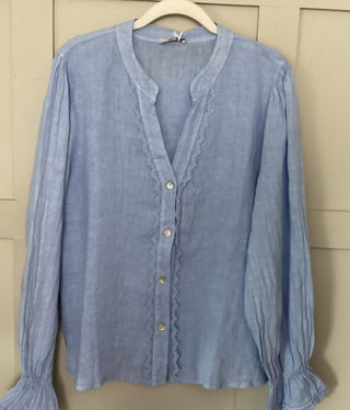 Fearne Blouse with LONG sleeves - Baby Blue, Coral, Cornflower Blue, Navy Blue, Off White, Pale Pink, Stone