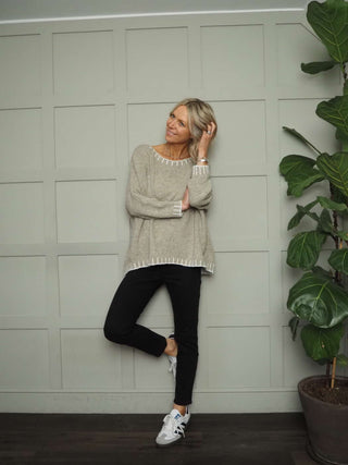 Vada Denim Jeans with Side and Back Pockets - Black, Ecru, Navy Blue and Pink