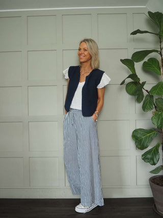 Gigi Eco-Cotton Relaxed Fit Knitted Sleeveless Cardigan, No Fastening by Luella - Navy Blue