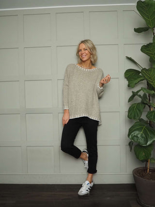 Vada Denim Jeans with Side and Back Pockets - Black, Ecru, Navy Blue and Pink