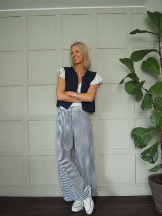 Gigi Eco-Cotton Relaxed Fit Knitted Sleeveless Cardigan, No Fastening by Luella - Navy Blue