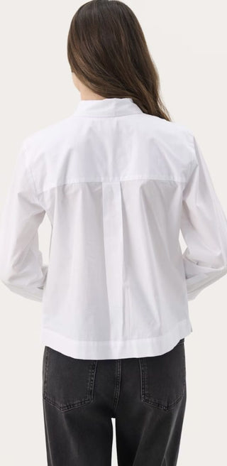 Pranvera Blouse with Frill Detail by Part Two - Blue/White Stripes, White