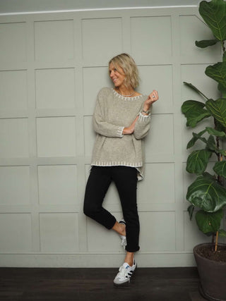 Vada Denim Jeans with Side and Back Pockets - Black, Ecru, Navy Blue and Pink