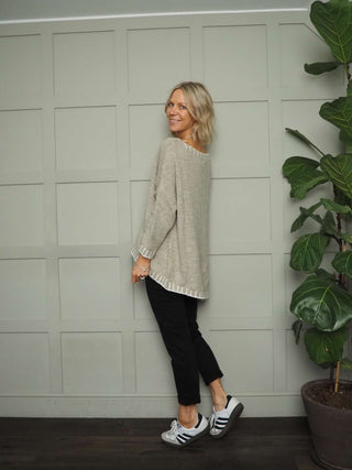 Vada Denim Jeans with Side and Back Pockets - Black, Ecru, Navy Blue and Pink