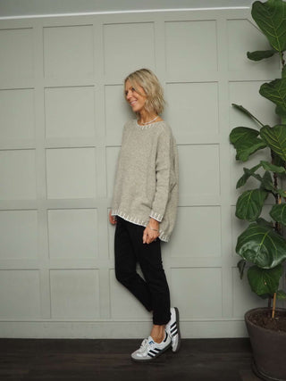 Vada Denim Jeans with Side and Back Pockets - Black, Ecru, Navy Blue and Pink