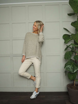 Vada Denim Jeans with Side and Back Pockets - Black, Ecru, Navy Blue and Pink