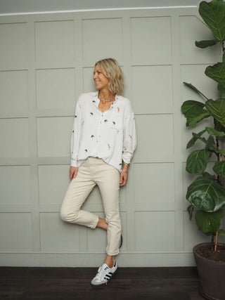 Vada Denim Jeans with Side and Back Pockets - Black, Ecru, Navy Blue and Pink