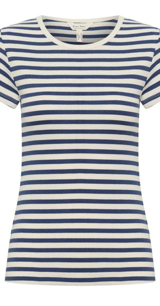 Rochelle T Shirt with Short Sleeves by Part Two - Navy/White Stripes