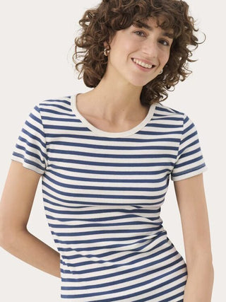 Rochelle T Shirt with Short Sleeves by Part Two - Navy/White Stripes