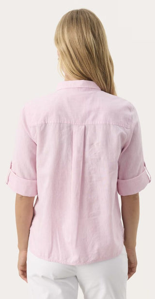 Cindie Linen Mix Shirt with 3/4 Length Sleeves by Part Two - Blue/White, Pink, White