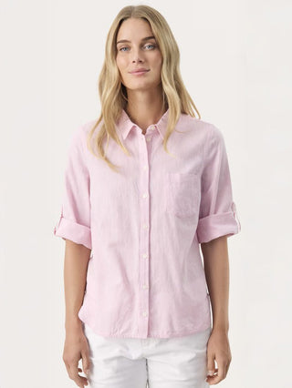 Cindie Linen Mix Shirt with 3/4 Length Sleeves by Part Two - Blue/White, Pink, White