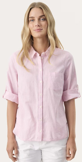 Cindie Linen Mix Shirt with 3/4 Length Sleeves by Part Two - Blue/White, Pink, White