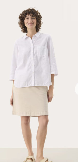 Cindie Linen Mix Shirt with 3/4 Length Sleeves by Part Two - Blue/White, Pink, White