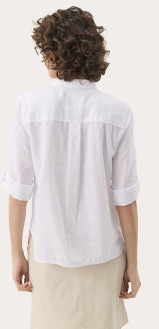Cindie Linen Mix Shirt with 3/4 Length Sleeves by Part Two - Blue/White, Pink, White