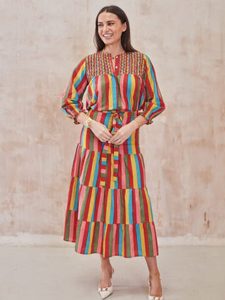 Carlisle Blouse with Round Neck and Long Sleeves by Newday Originals - Multi Coloured