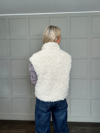 Freya Super Soft Faux Shearling Gilet by Rino & Pelle - Ecru (Birch)