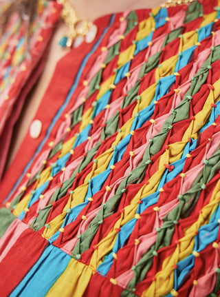 Carlisle Blouse with Round Neck and Long Sleeves by Newday Originals - Multi Coloured