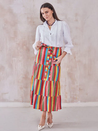 Bailey Maxi Skirt with Tiers by Newday Originals - Multi Coloured
