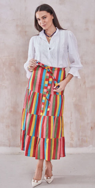 Bailey Maxi Skirt with Tiers by Newday Originals - Multi Coloured