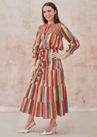 Bailey Maxi Skirt with Tiers by Newday Originals - Multi Coloured