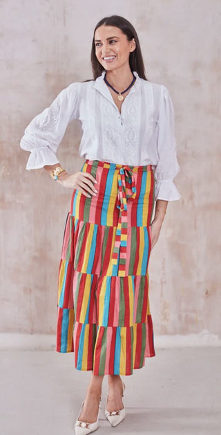 Bailey Maxi Skirt with Tiers by Newday Originals - Multi Coloured