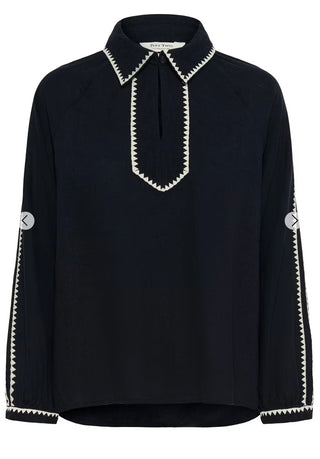 Aimy Linen Mix Blouse by Part Two - Dark Navy