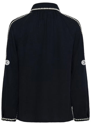 Aimy Linen Mix Blouse by Part Two - Dark Navy