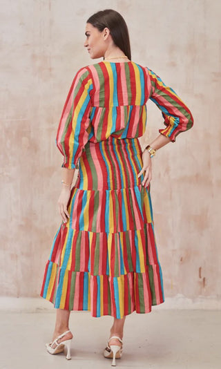 Bailey Maxi Skirt with Tiers by Newday Originals - Multi Coloured