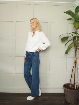 Dax Mid Rise Wide Leg Jeans - Light Denim, Mid Blue, Navy Blue