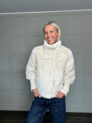 Nesrin Super Soft Faux Fur Jacket by Rino & Pelle - Ecru (Birch)