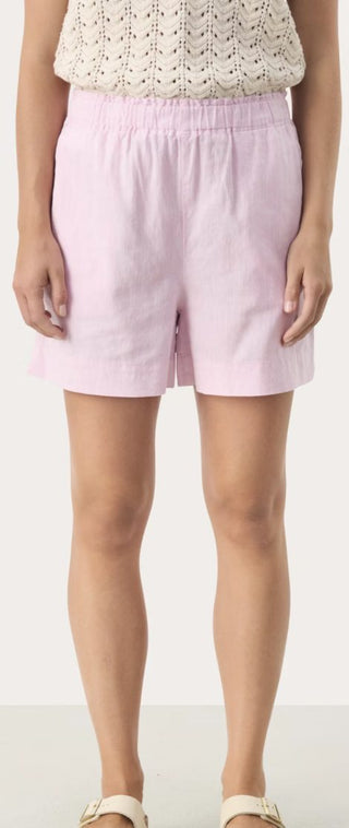 Rigge Linen Mix Summer Shorts by Part Two - Blue/White Stripes, Pale Pink