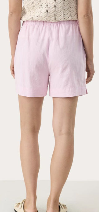 Rigge Linen Mix Summer Shorts by Part Two - Blue/White Stripes, Pale Pink