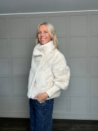 Nesrin Super Soft Faux Fur Jacket by Rino & Pelle - Ecru (Birch)