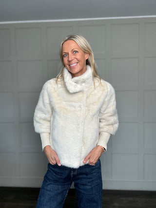 Nesrin Super Soft Faux Fur Jacket by Rino & Pelle - Ecru (Birch)