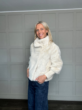 Nesrin Super Soft Faux Fur Jacket by Rino & Pelle - Ecru (Birch)