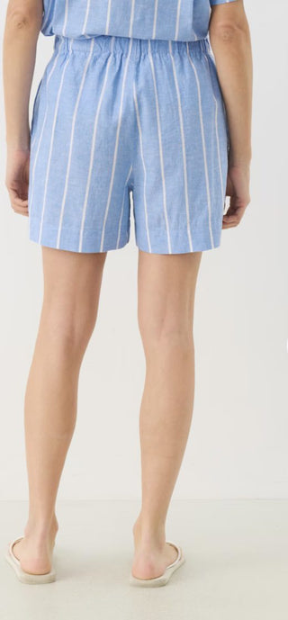 Rigge Linen Mix Summer Shorts by Part Two - Blue/White Stripes, Pale Pink