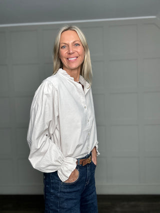 Charlbury Needlecord Blouse with Ruffle Collar - 6 Colours