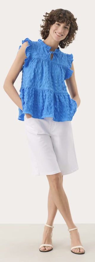 Gimaline Sleeveless Blouse by Part Two - Blue, Ecru