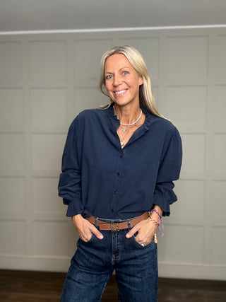 Charlbury Needlecord Blouse with Ruffle Collar - 6 Colours