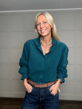 Charlbury Needlecord Blouse with Ruffle Collar - 6 Colours
