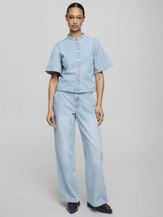 Ingrid Denim Wide Leg Jeans by Moss Copenhagen - Light Blue Wash