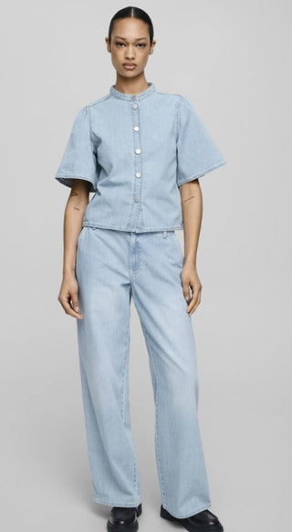 Ingrid Denim Wide Leg Jeans by Moss Copenhagen - Light Blue Wash