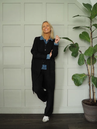 Brandi Soft Wool Mix Waistcoat, Trouser &amp; Cardigan Set - Black, Ecru and Taupe