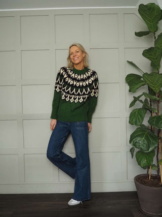 Sheki Alpine Style Jumper - Cream, Green, Orange