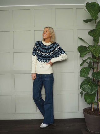 Sheki Alpine Style Jumper - Cream, Green, Orange