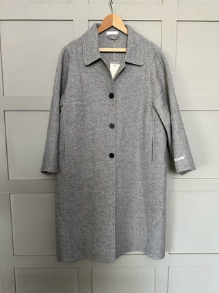Calypso Wool Mix Herringbone Coat, with Collar &amp; Front Fastening - Light Grey